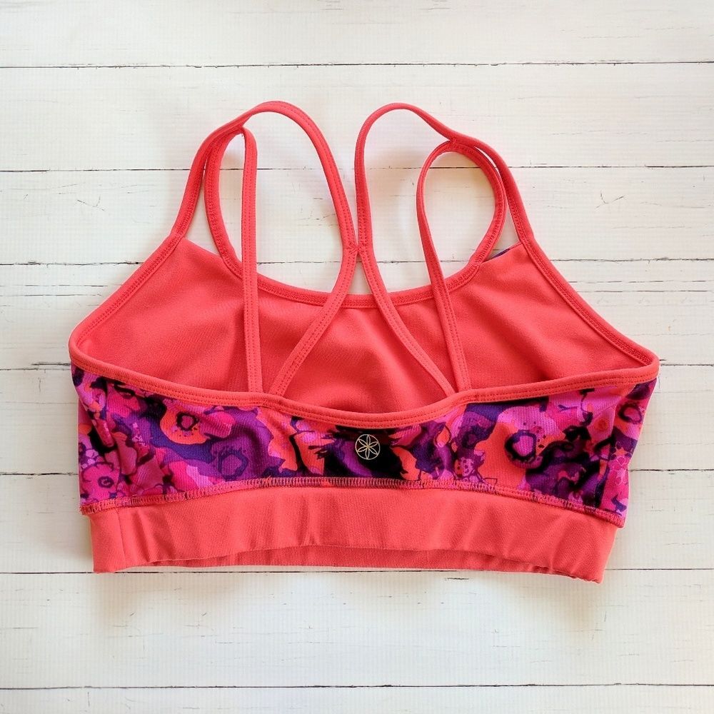 Gaiam Shine Sports Bra Pink Orange Size Medium Activewear Workout - Picture 3 of 3